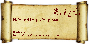 Mándity Ágnes névjegykártya